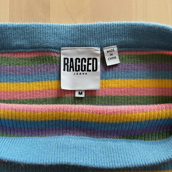 The Ragged Priest Women's Pastel Horizontal Striped Mini Skirt size Medium - Picture 2 of 5